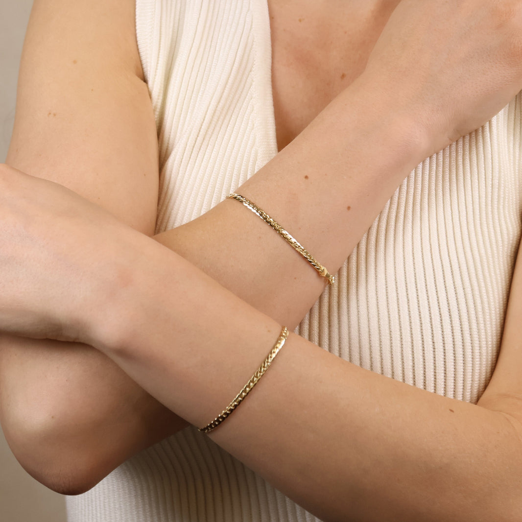 Diamond Cut Herringbone Bracelet - Gold Filled