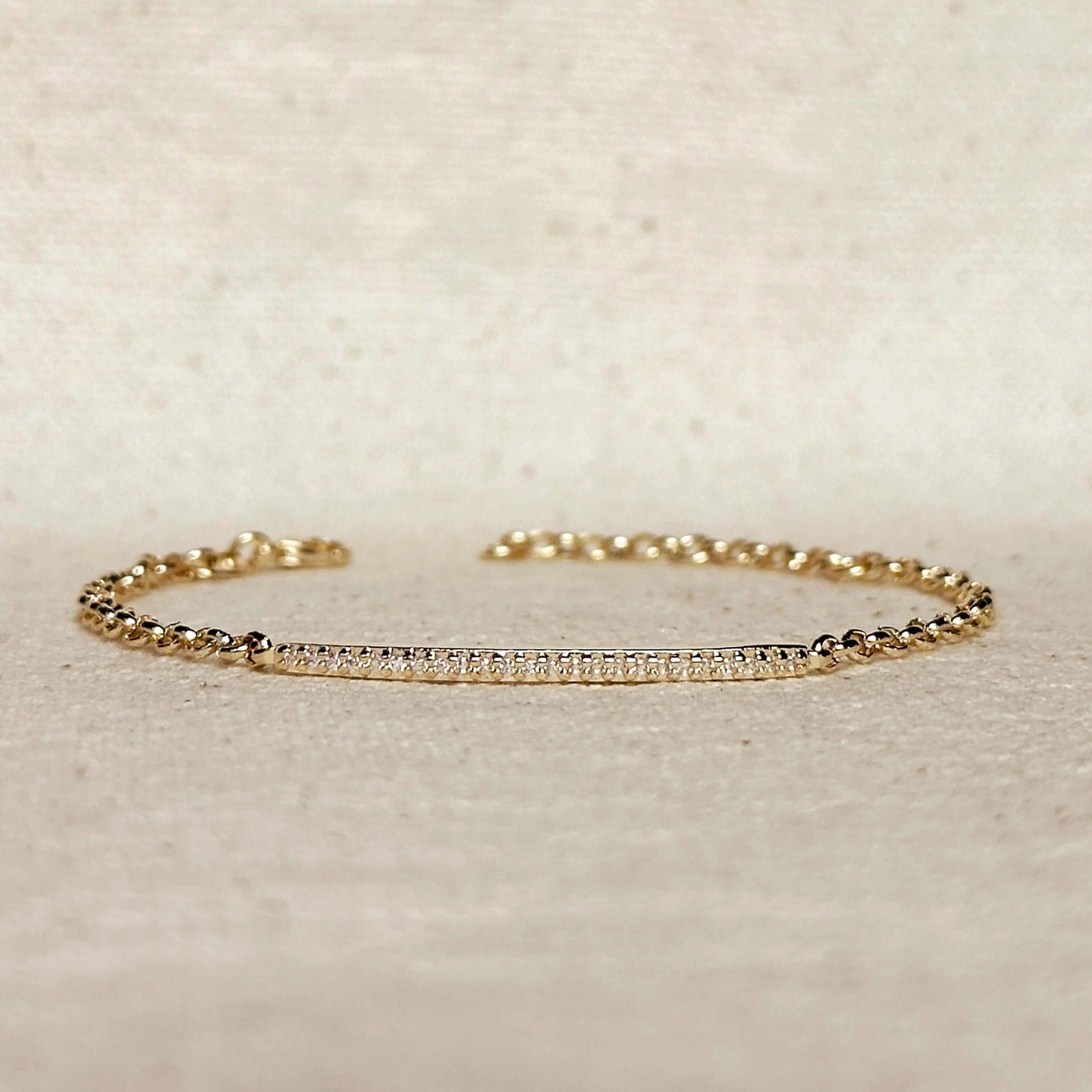 2mm CZ Bar Bracelet - Gold Filled