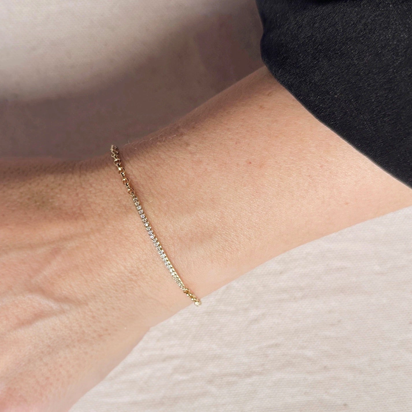 2mm CZ Bar Bracelet - Gold Filled