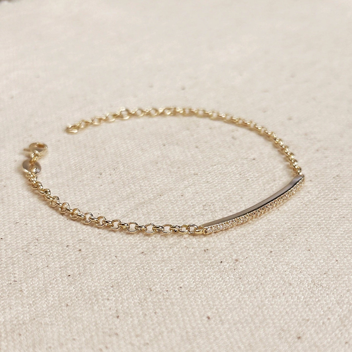 2mm CZ Bar Bracelet - Gold Filled