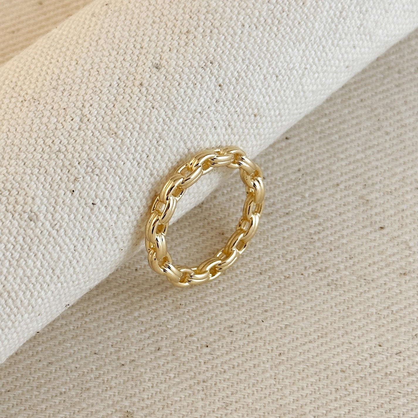 Double Link Chain Band Ring - Gold Filled (select size)