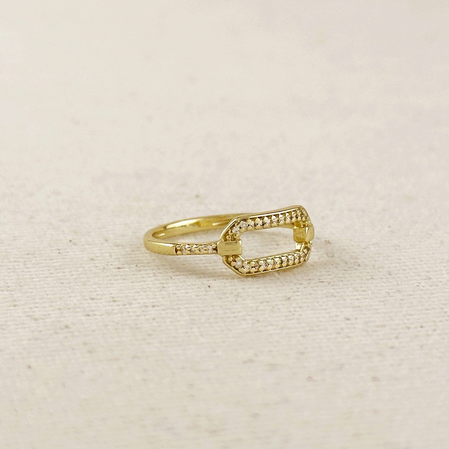 Pavé CZ Link Ring - Gold Filled