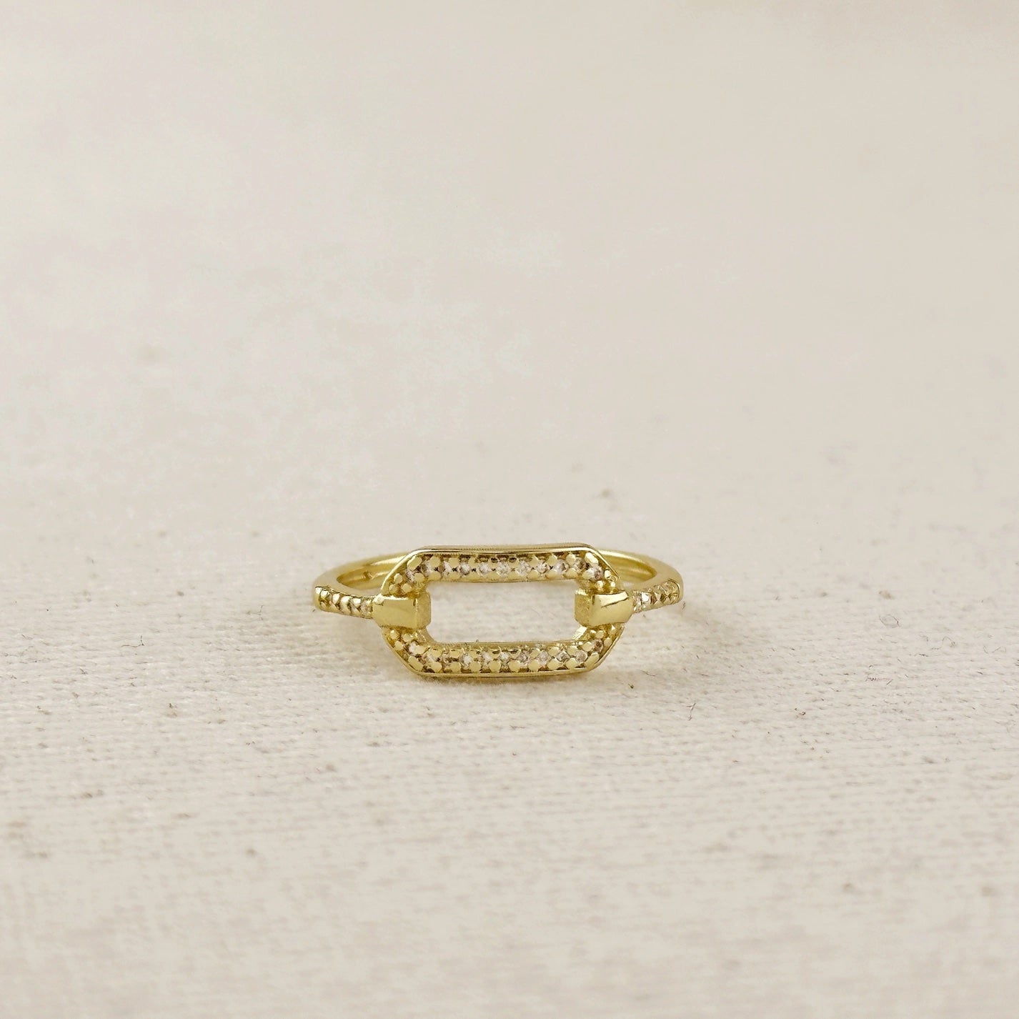 Pavé CZ Link Ring - Gold Filled