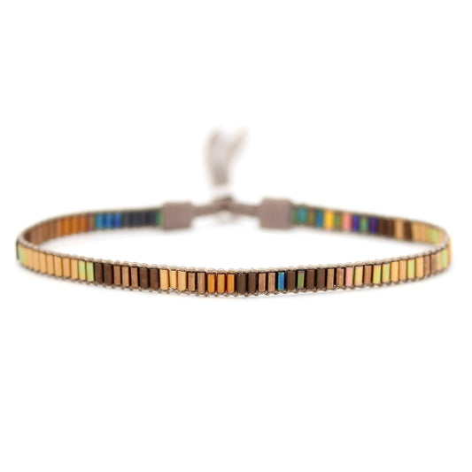 Gold Ombre Mini Handwoven Beaded Tile Bracelet