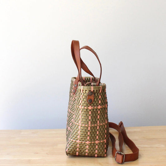 Gold + Pink Handwoven Crossbody Bag