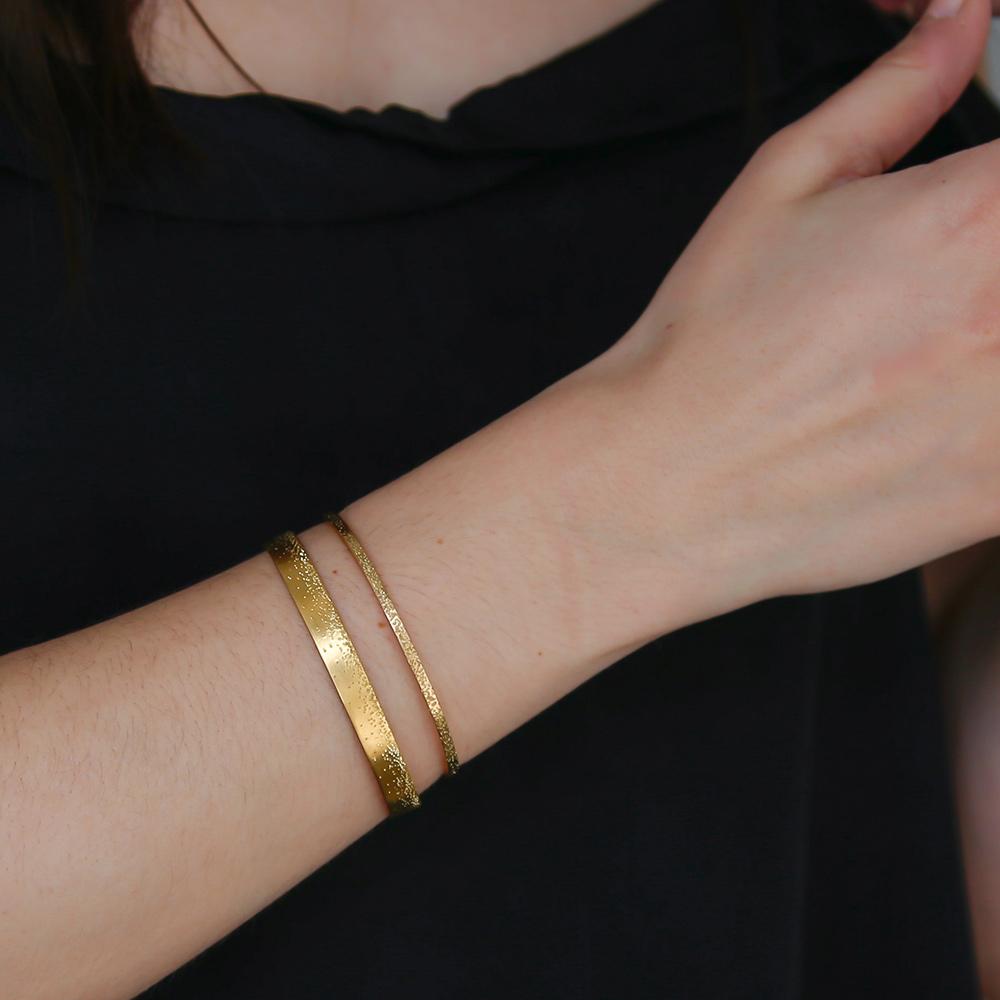 Diamond Dusted Grand Cuff Bracelet (Select Material) Gold Filled