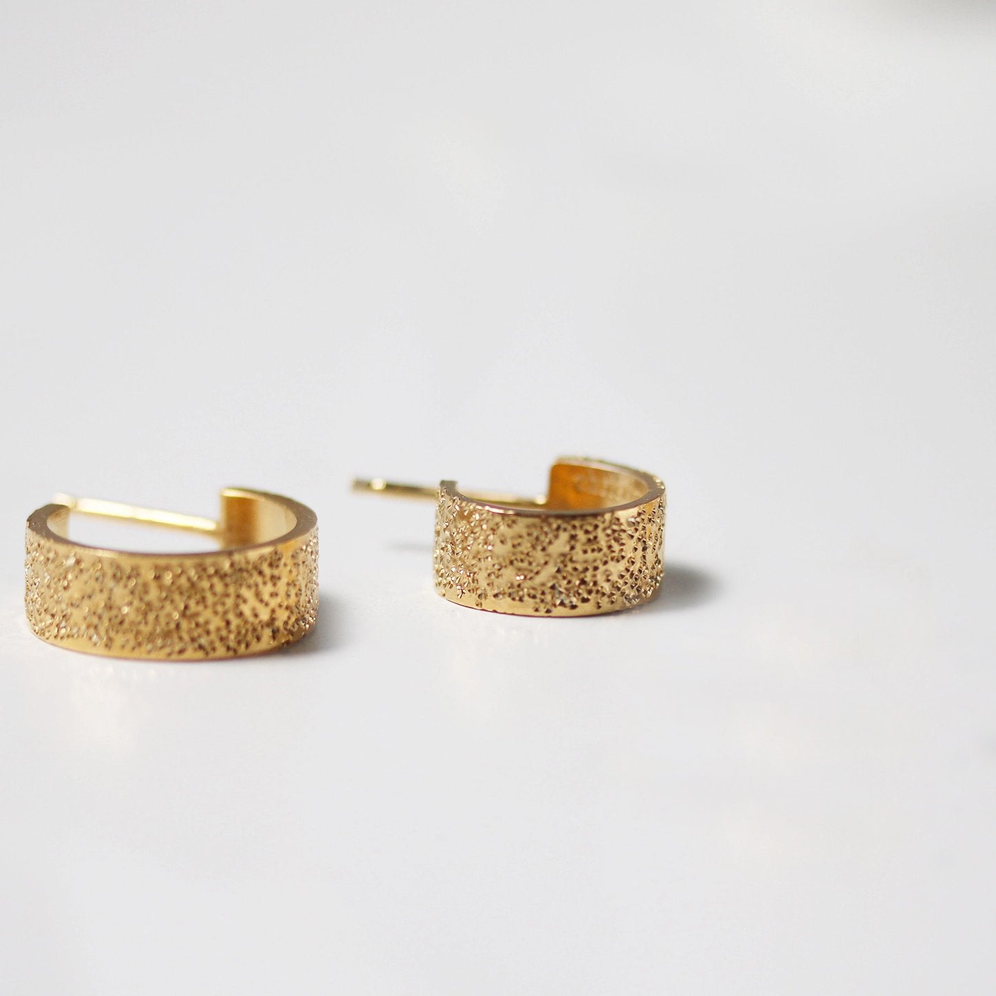 Diamond Dusted Grand Huggie Hoop Earrings - Gold Vermeil