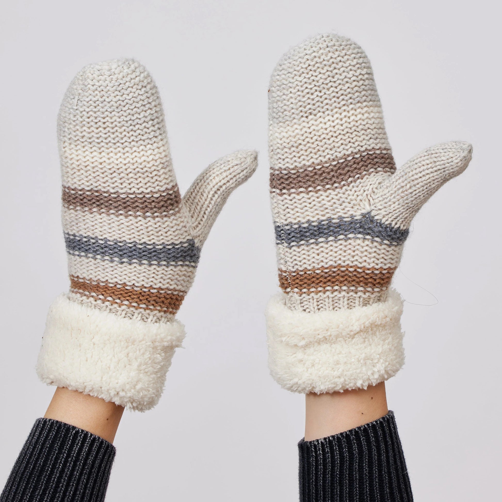 Stripe Lined Mittens (Select Color) Nude