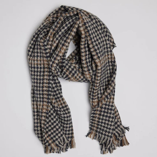 Peak Check Scarf - Black/White/Tan