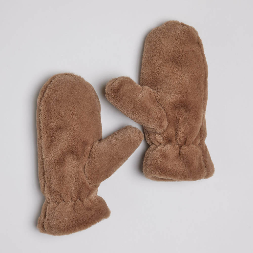 Faux Fur Mittens (Select Color) Taupe