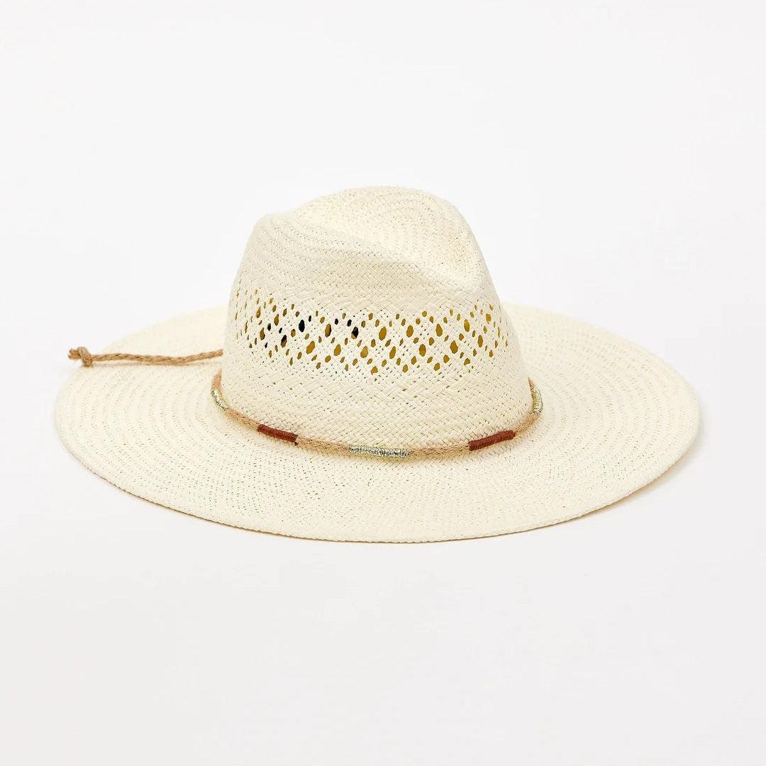 Luxe Packable Sunhat – Bleach / Jute Multi Trim