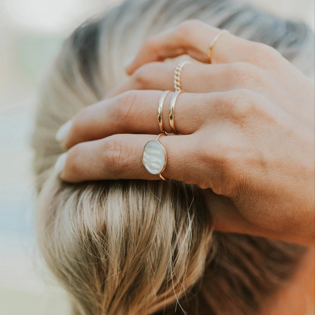 Del Mar Mother of Pearl Ring – Gold Filled
