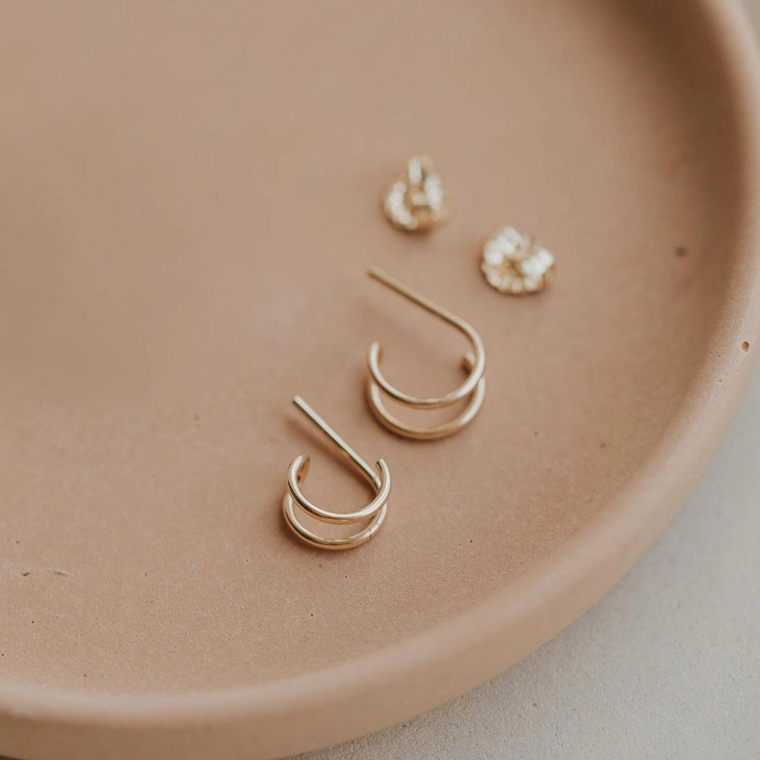 Double-Up Post Earrings (select material)