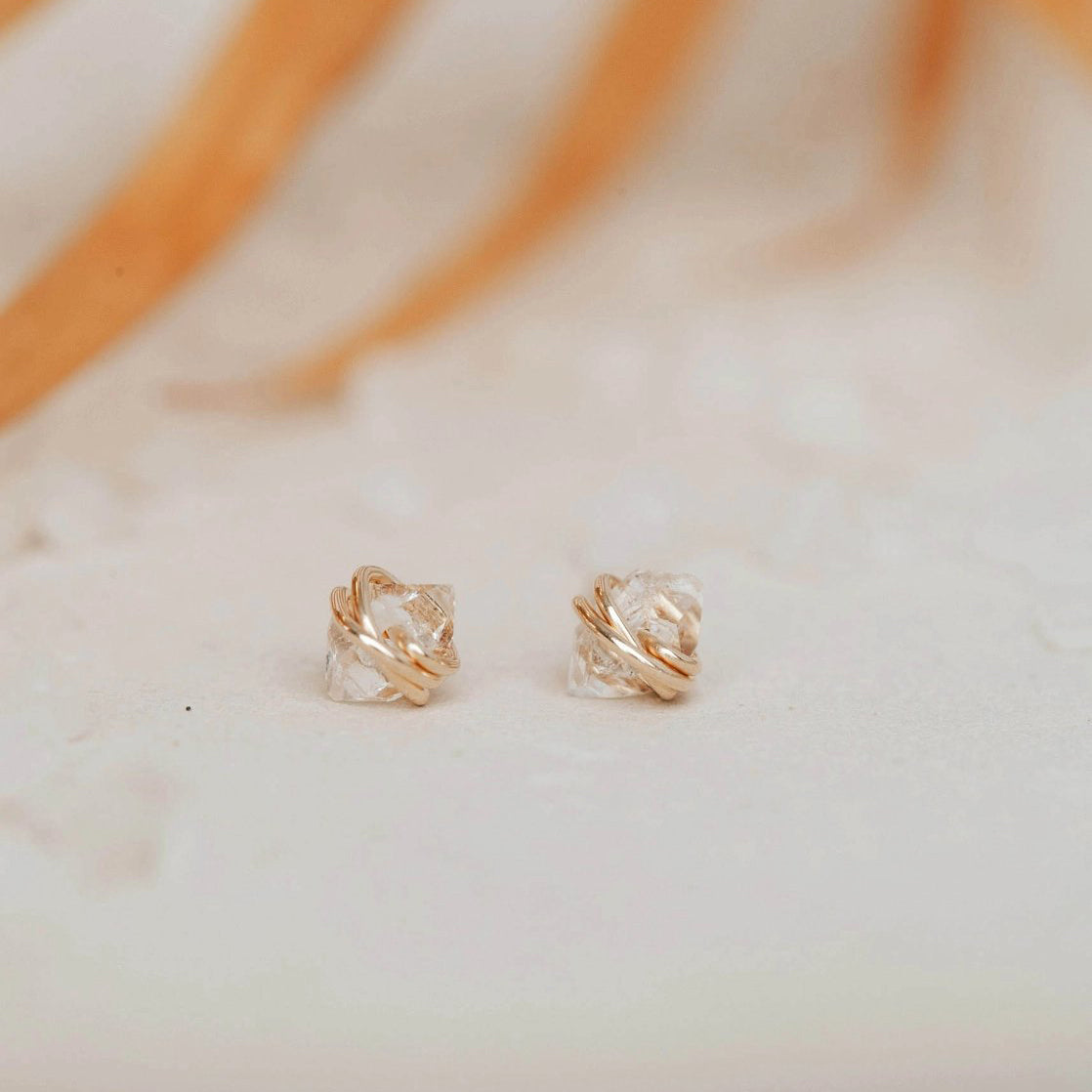 Herkimer Diamond Stud Earrings – Gold Filled