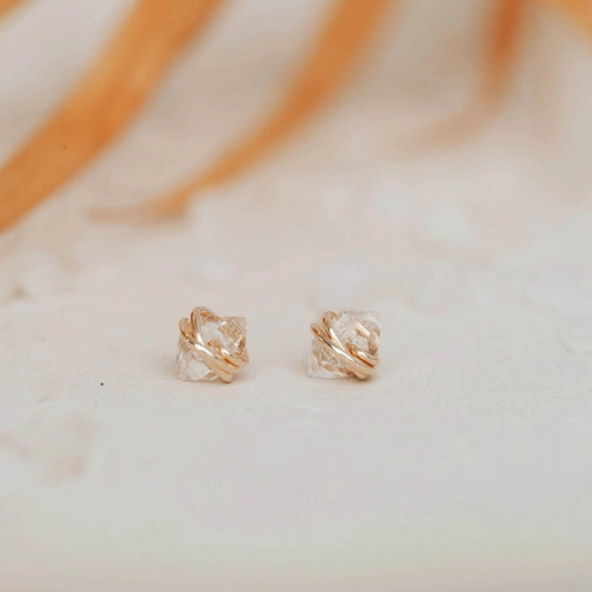 Herkimer Diamond Stud Earrings – Gold Filled