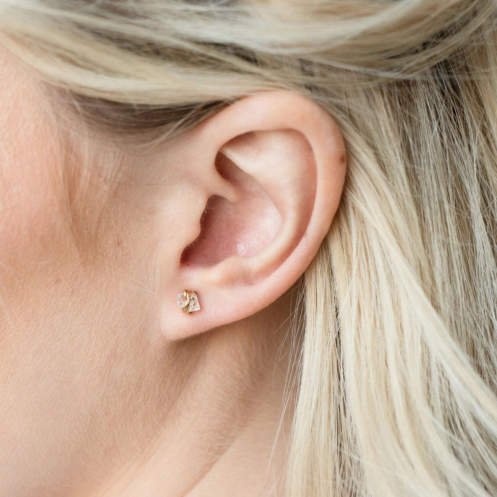 Herkimer Diamond Stud Earrings – Gold Filled