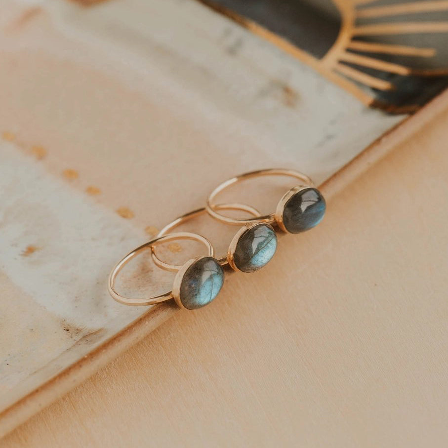 Mystic Labradorite Ring – Gold Filled