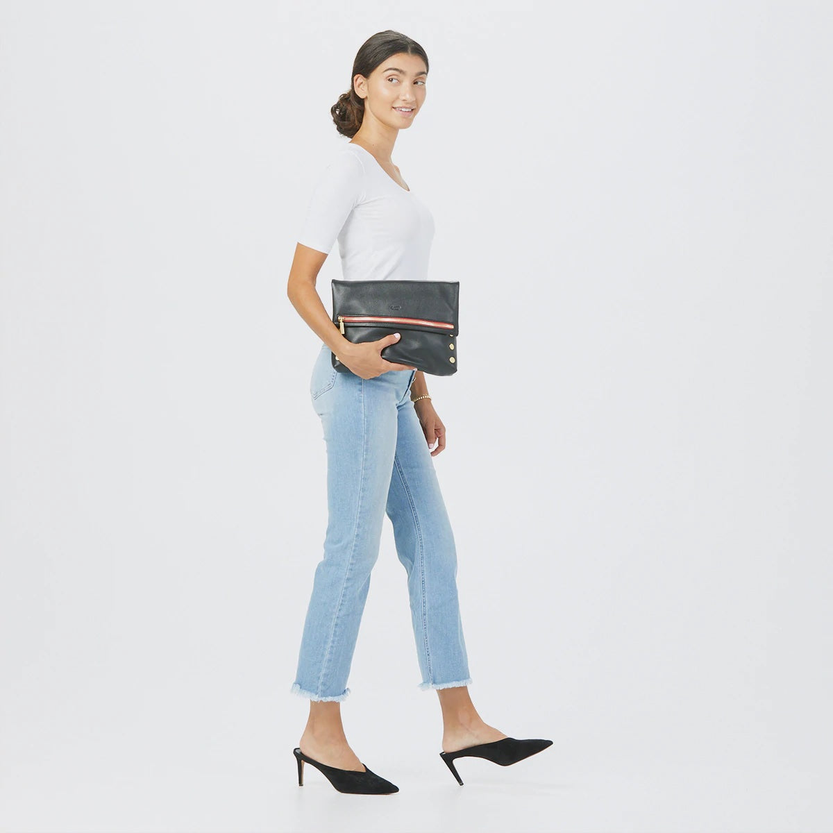 Hammitt VIP Large Crossbody Bag - Black/Brushed Gold with Red Zip