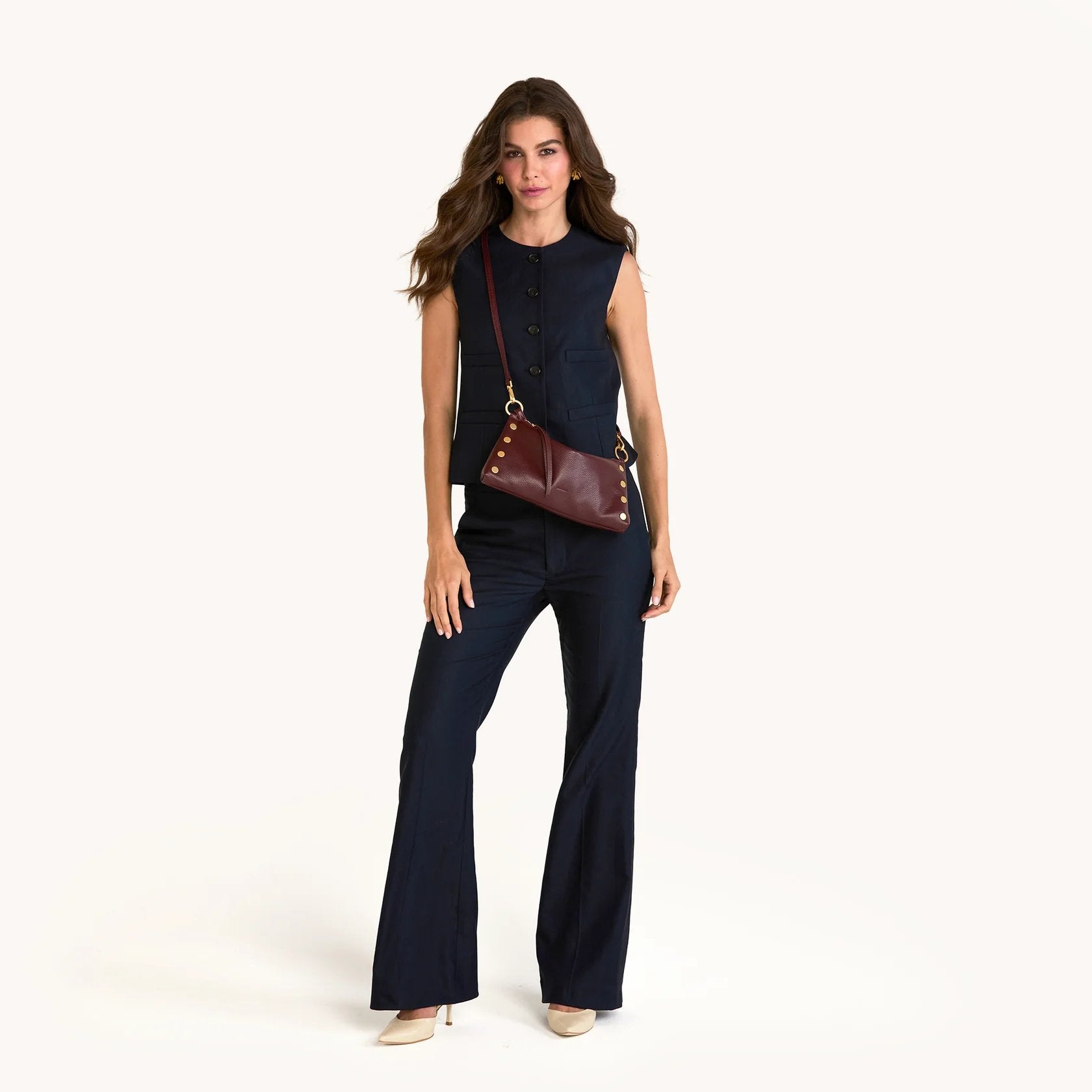 Hammitt Kyle Crossbody/Shoulder Bag - LIMITED EDITION Cherrywood Pebble/Brushed Gold