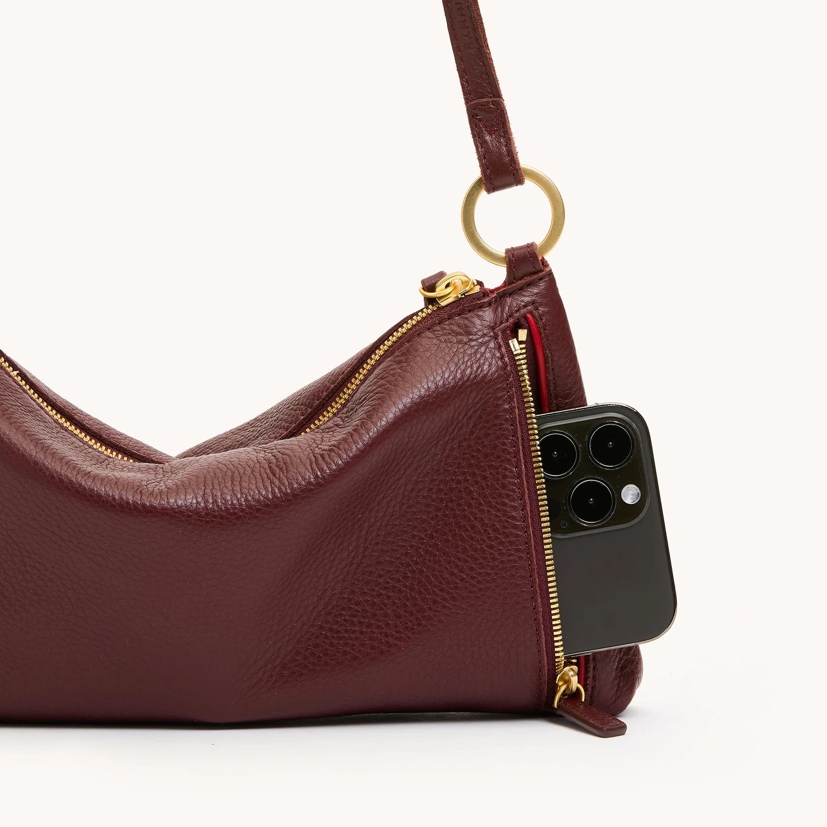 Hammitt Kyle Crossbody/Shoulder Bag - LIMITED EDITION Cherrywood Pebble/Brushed Gold