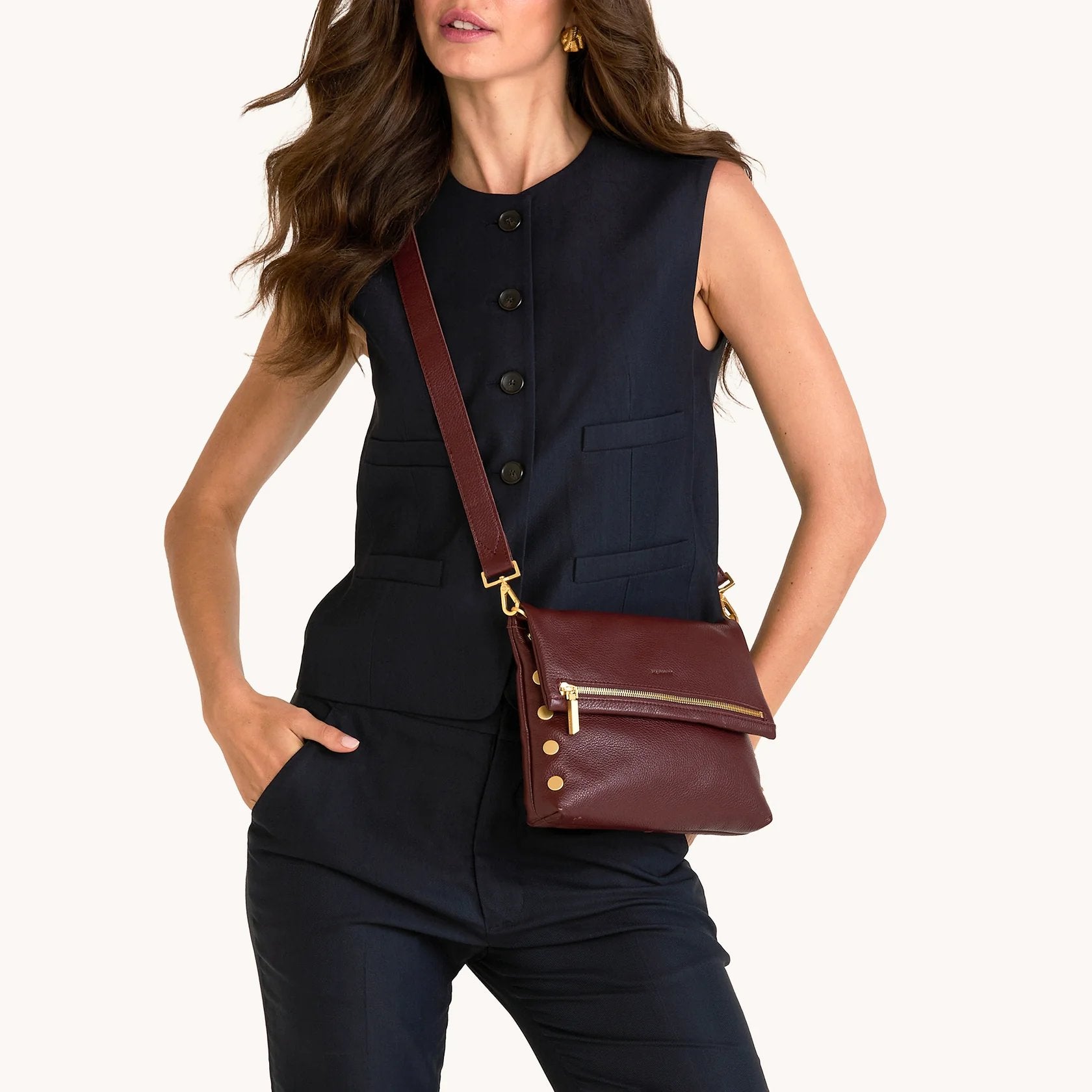 Hammitt VIP Medium Crossbody Bag - LIMITED EDITION Cherrywood Pebble/Brushed Gold