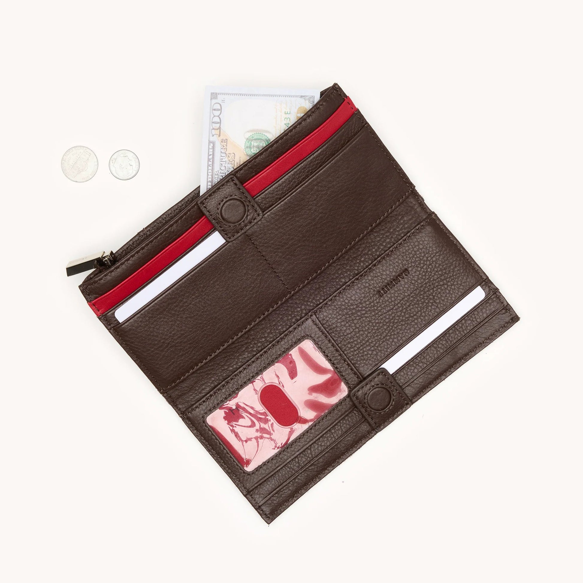 Hammitt 110 North Wallet - Espresso Pebble/Shiny Silver