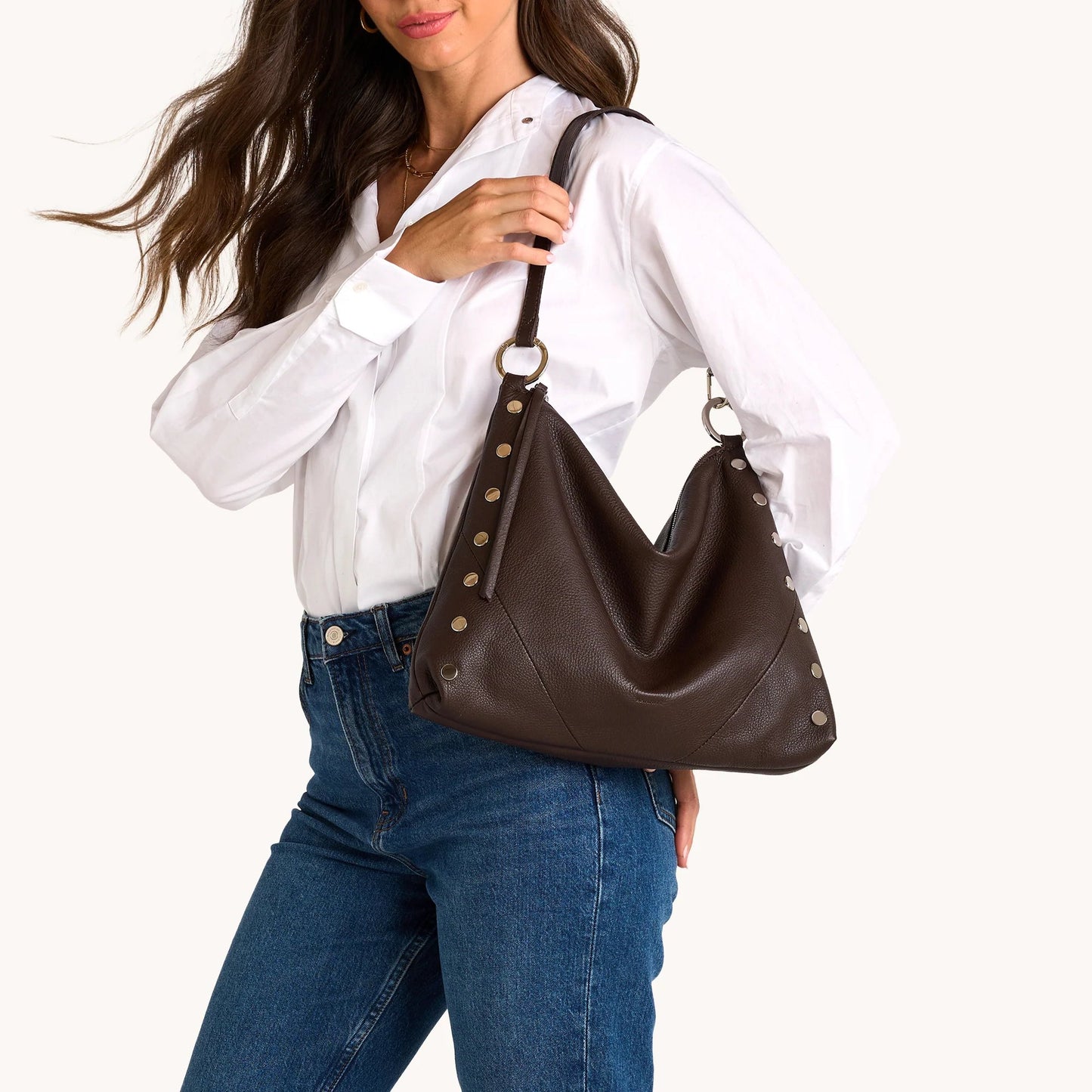 Hammitt Kyle Large - Espresso Pebble/Shiny Silver