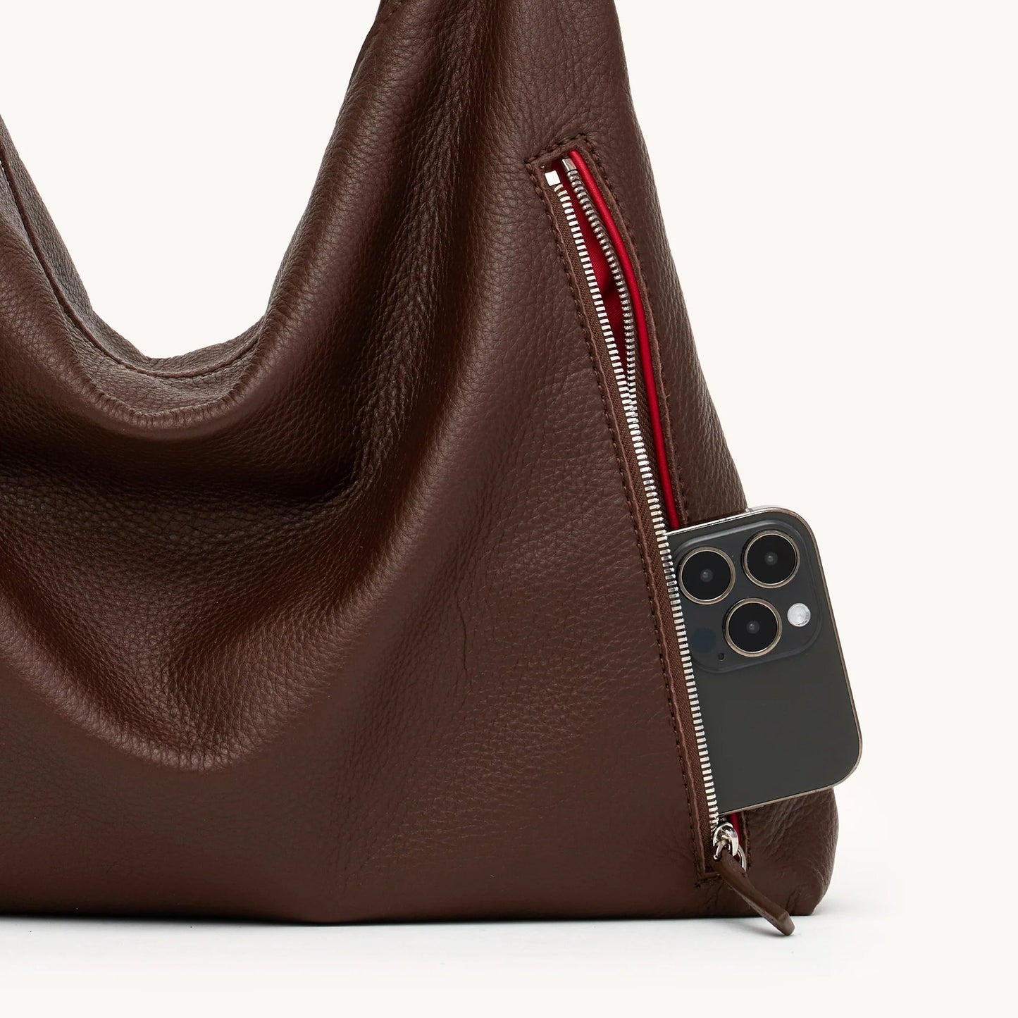 Hammitt Kyle Large - Espresso Pebble/Shiny Silver