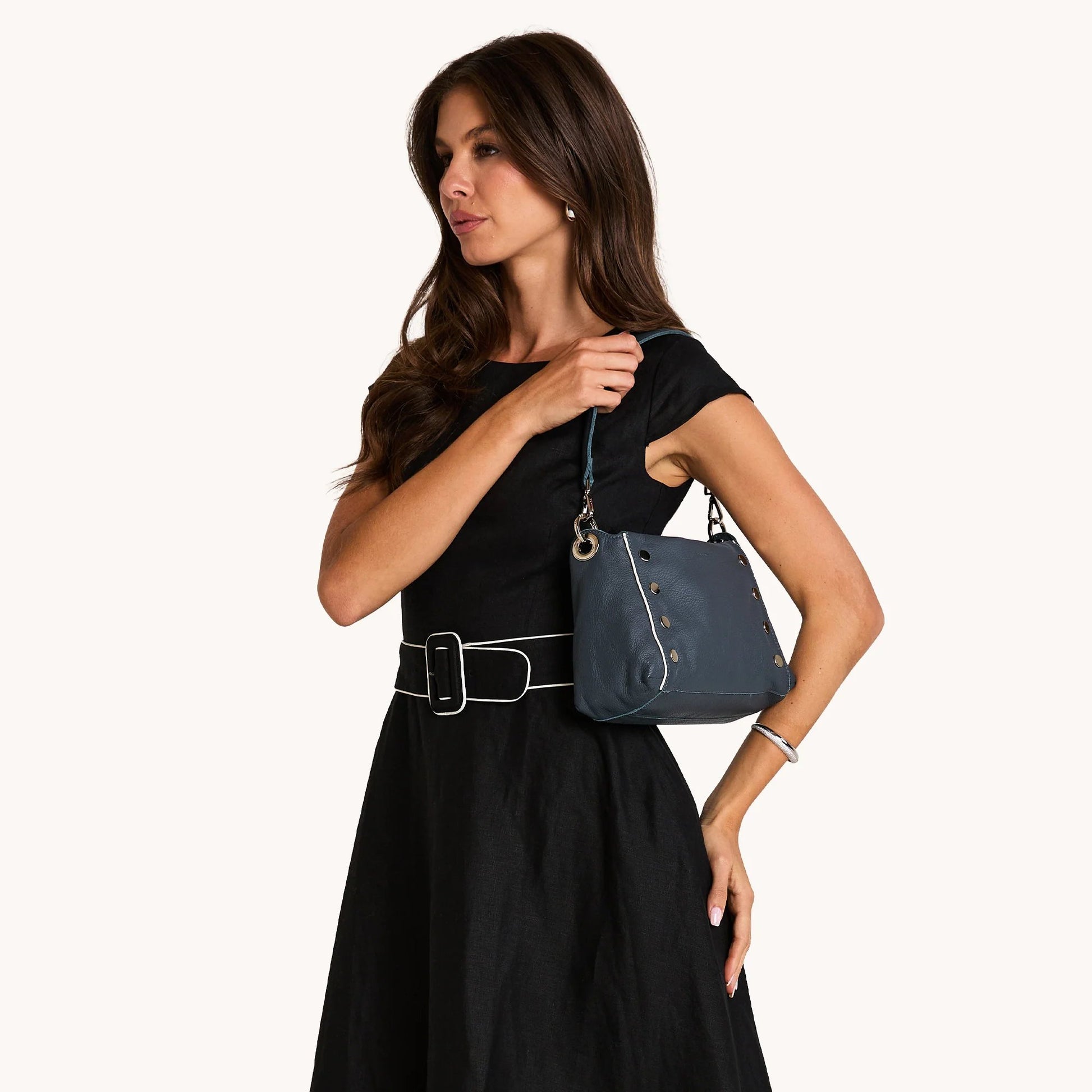 Hammitt Bryant Medium Crossbody Bag - Nautical Navy/Shiny Silver