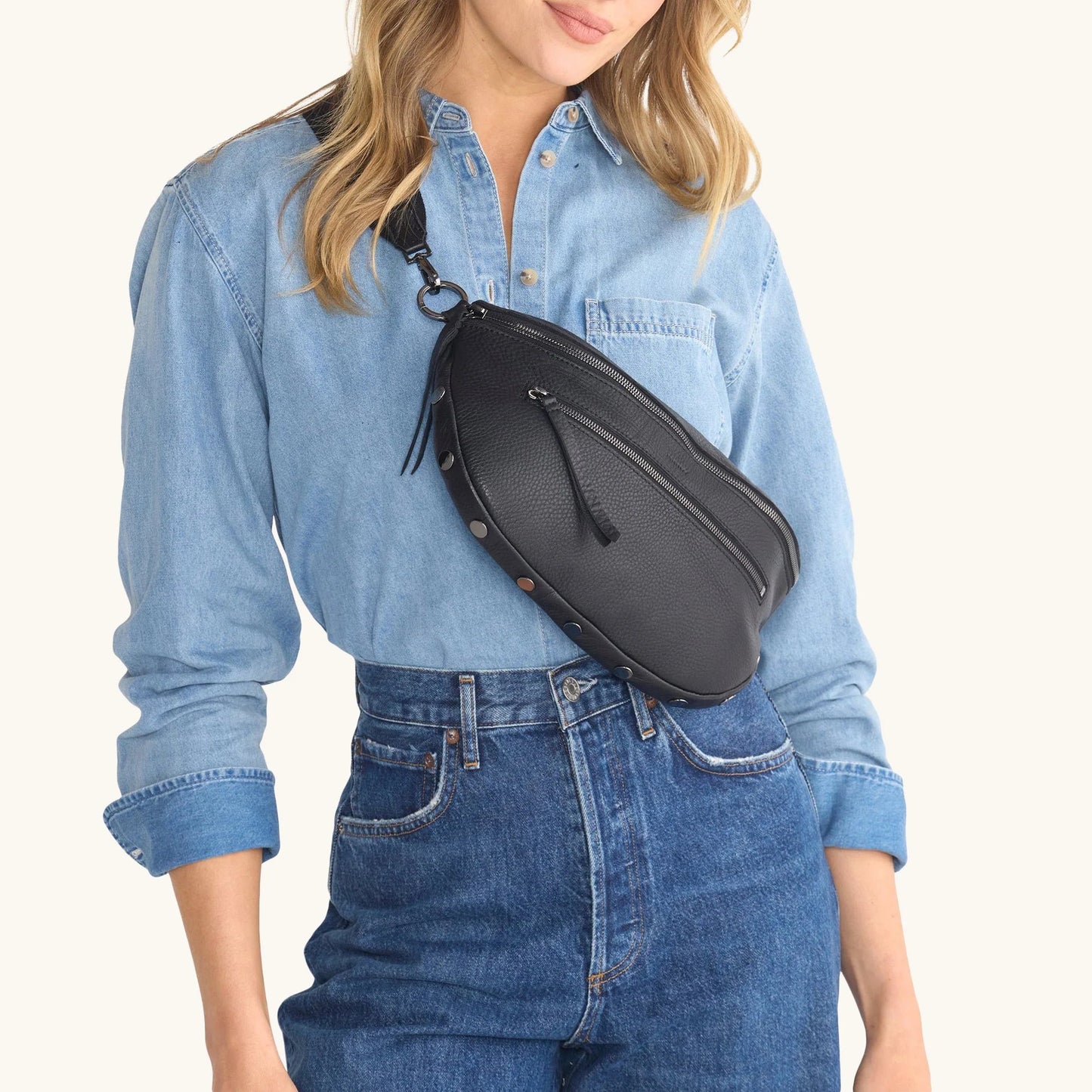 Hammitt Charles Lrg Belt Bag - Black/Gunmetal