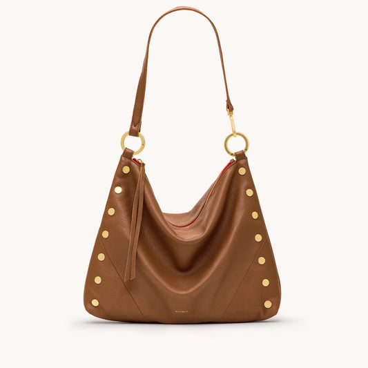 Hammitt Kyle Lrg - Mahogany Pebble/Brushed Gold Red Zip