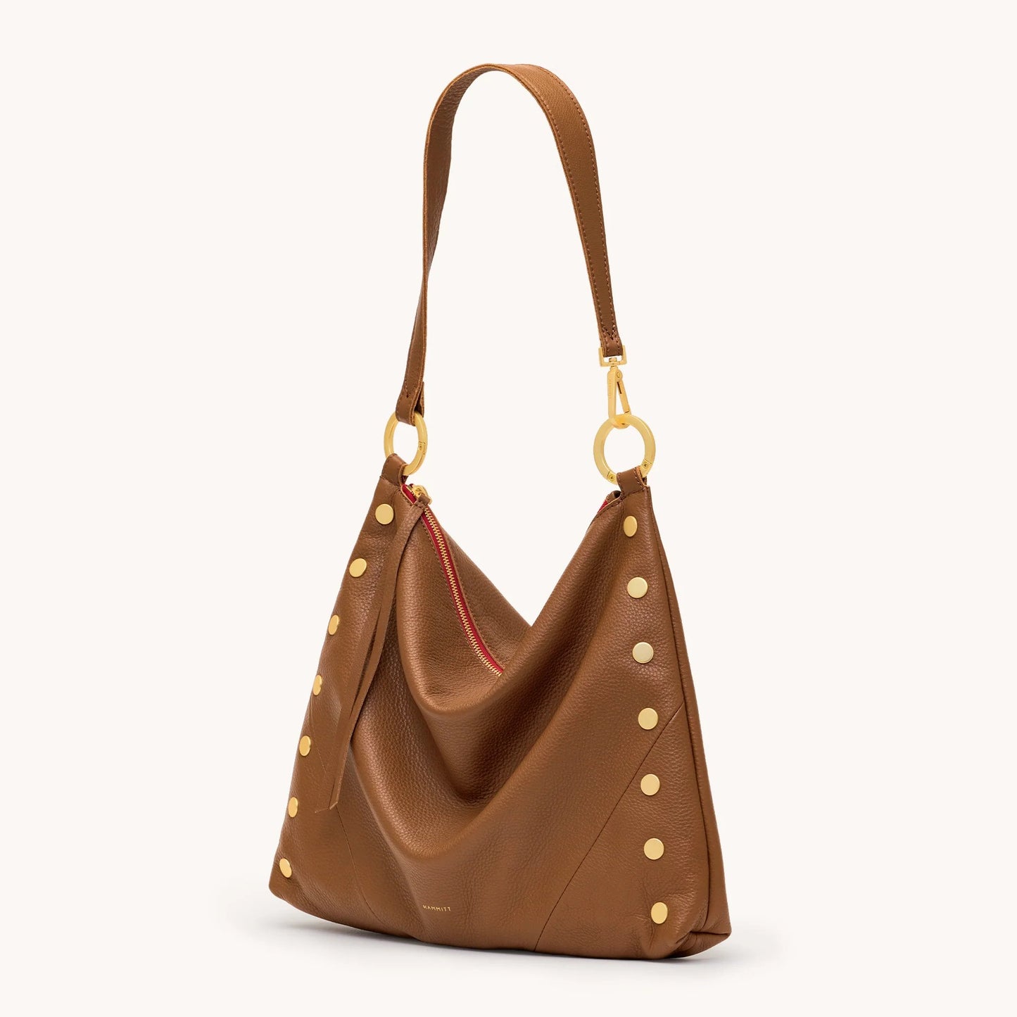 Hammitt Kyle Lrg - Mahogany Pebble/Brushed Gold Red Zip