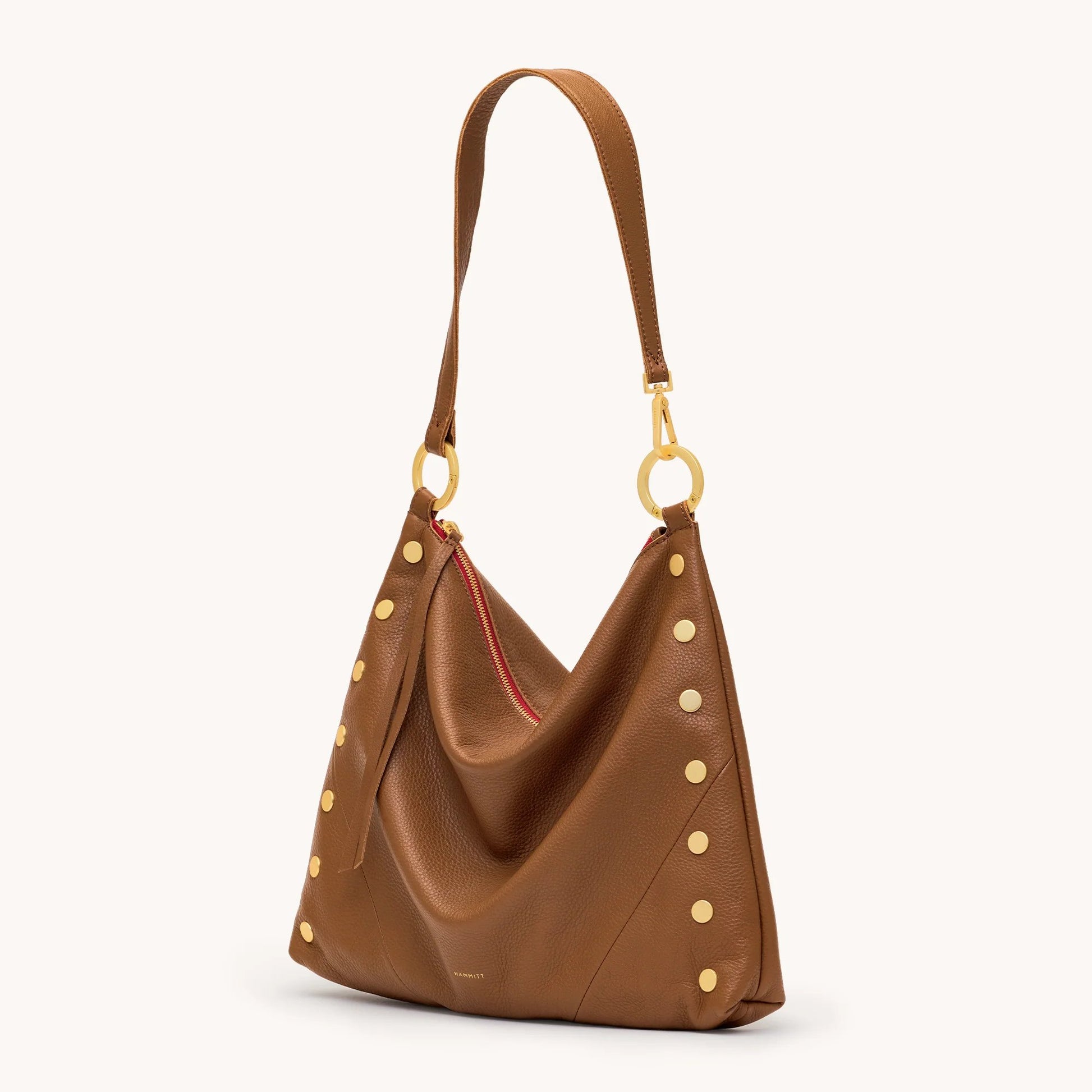Hammitt Kyle Lrg - Mahogany Pebble/Brushed Gold Red Zip
