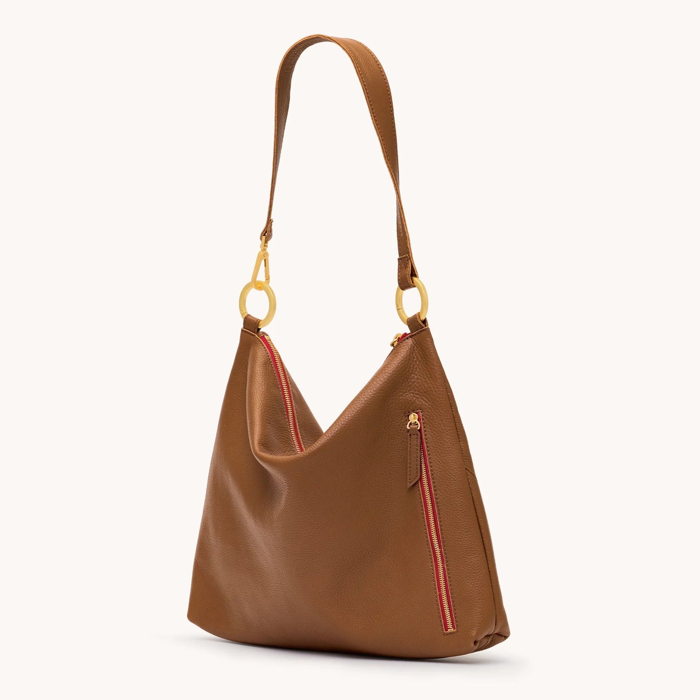Hammitt Kyle Lrg - Mahogany Pebble/Brushed Gold Red Zip