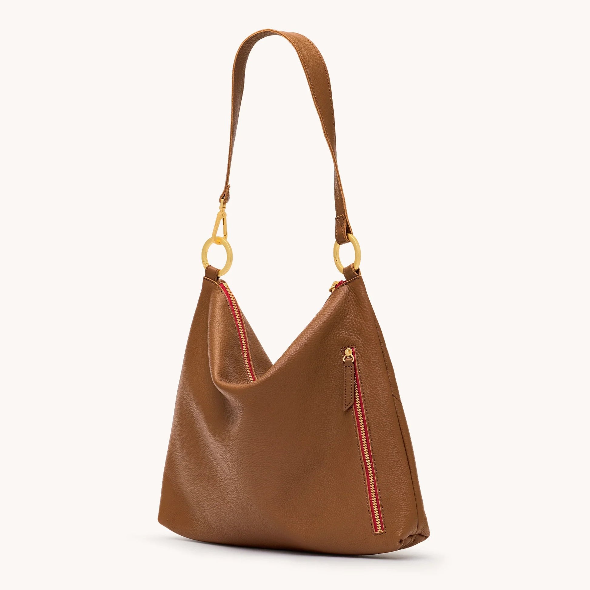 Hammitt Kyle Lrg - Mahogany Pebble/Brushed Gold Red Zip