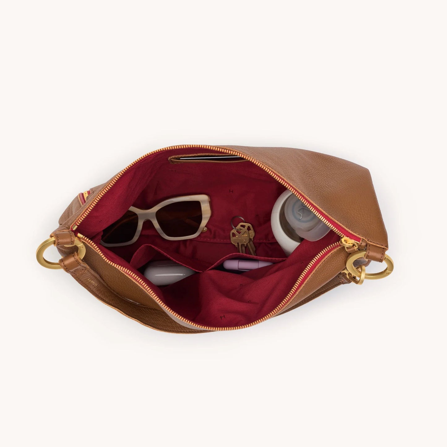 Hammitt Kyle Lrg - Mahogany Pebble/Brushed Gold Red Zip