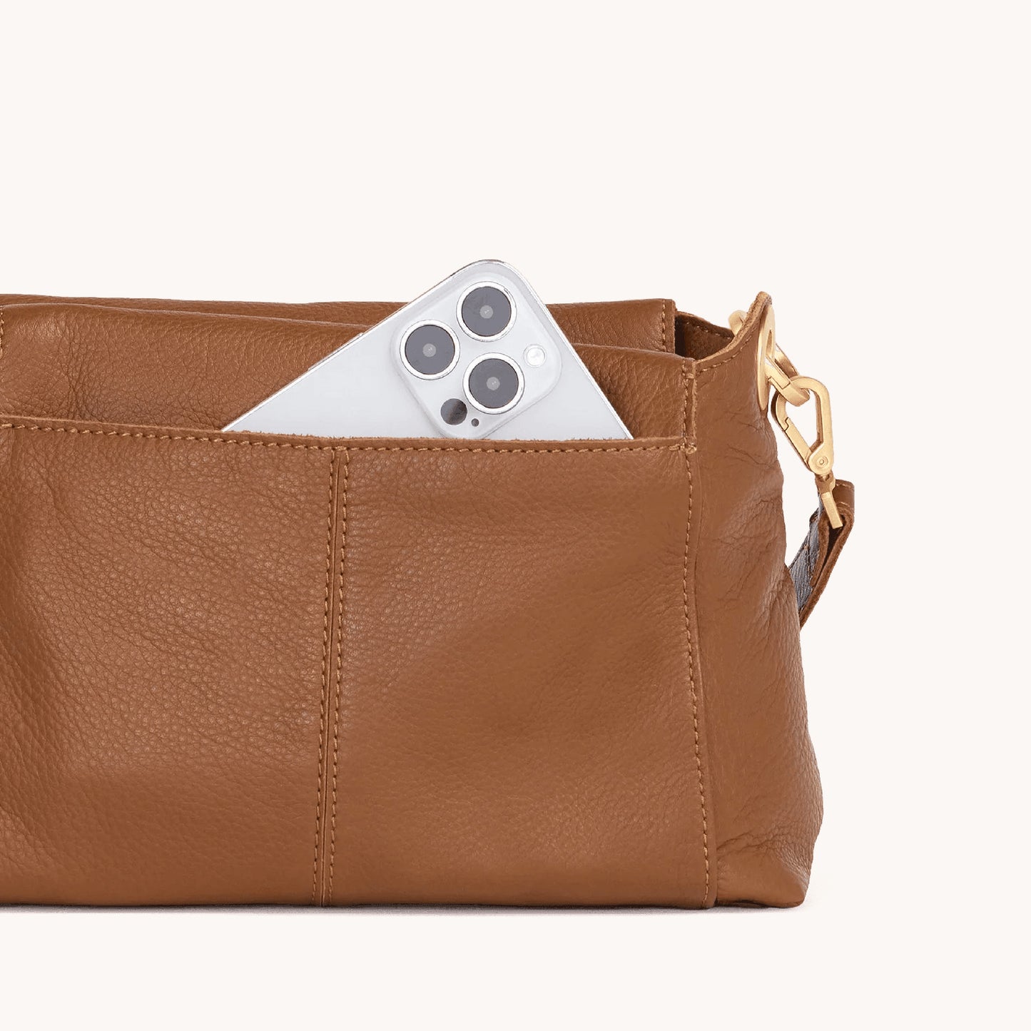 Hammitt Bryant Medium Crossbody Bag - Mahogany Pebble/Brushed Gold/Red Zip