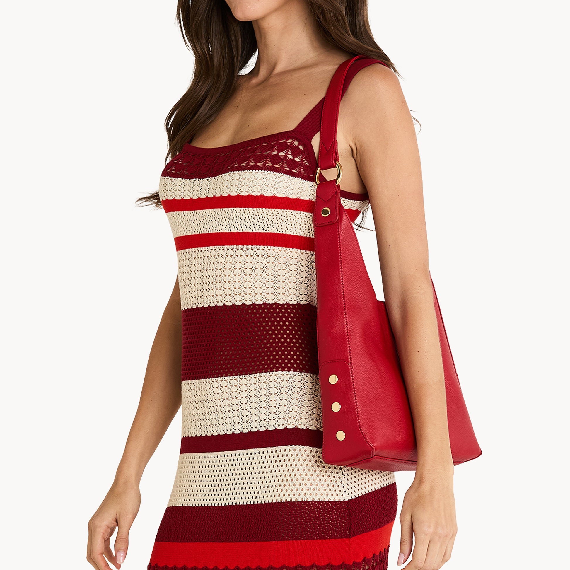 Hammitt Tim Med Bag - Chili Red/Shiny Gold