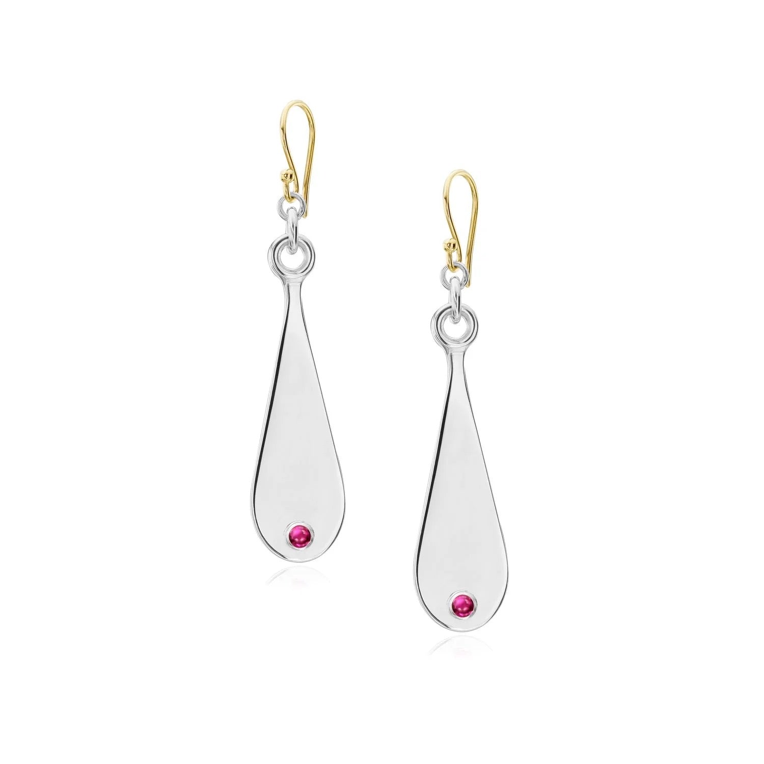 Sterling Silver 'Guru' Teardrop Earrings with Ruby