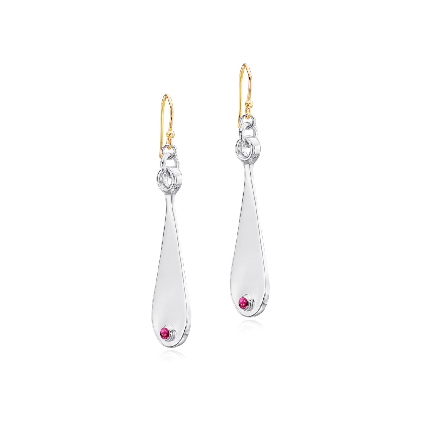 Sterling Silver 'Guru' Teardrop Earrings with Ruby