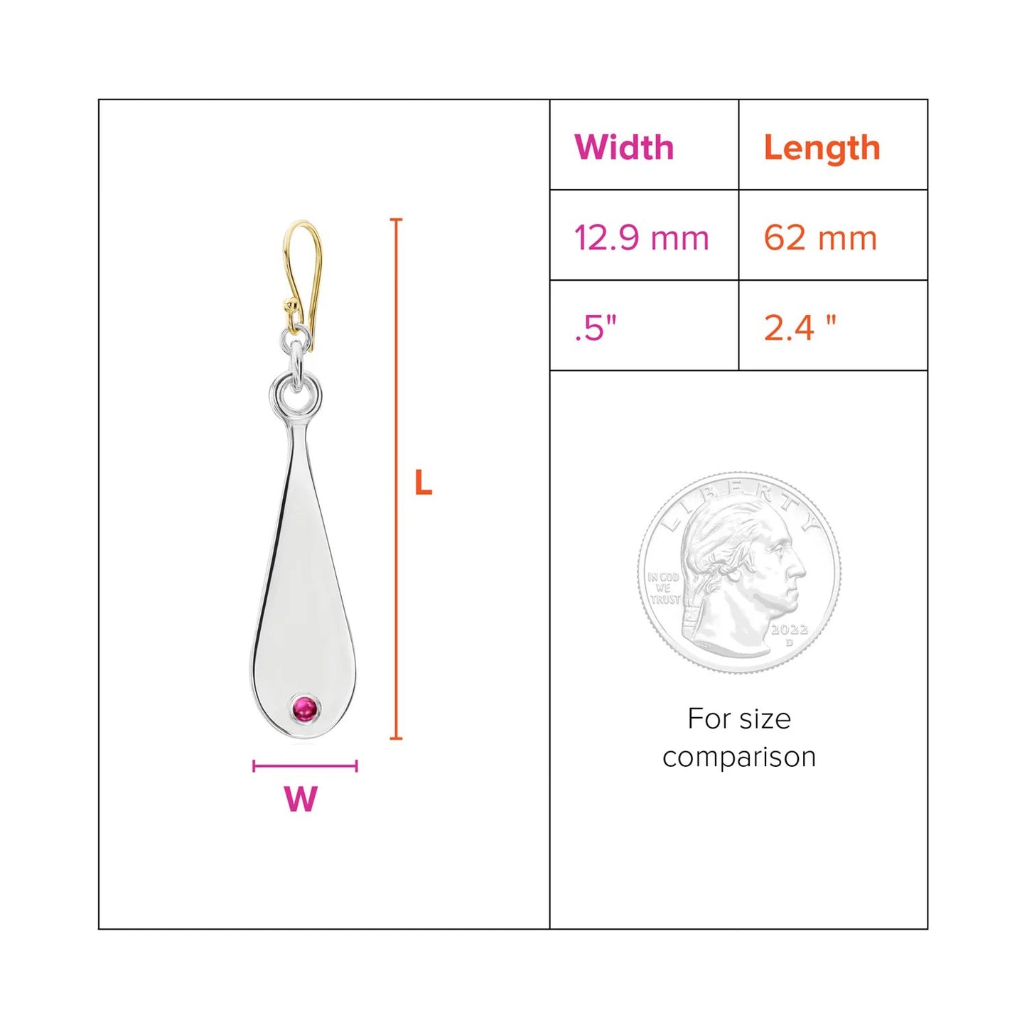 Sterling Silver 'Guru' Teardrop Earrings with Ruby