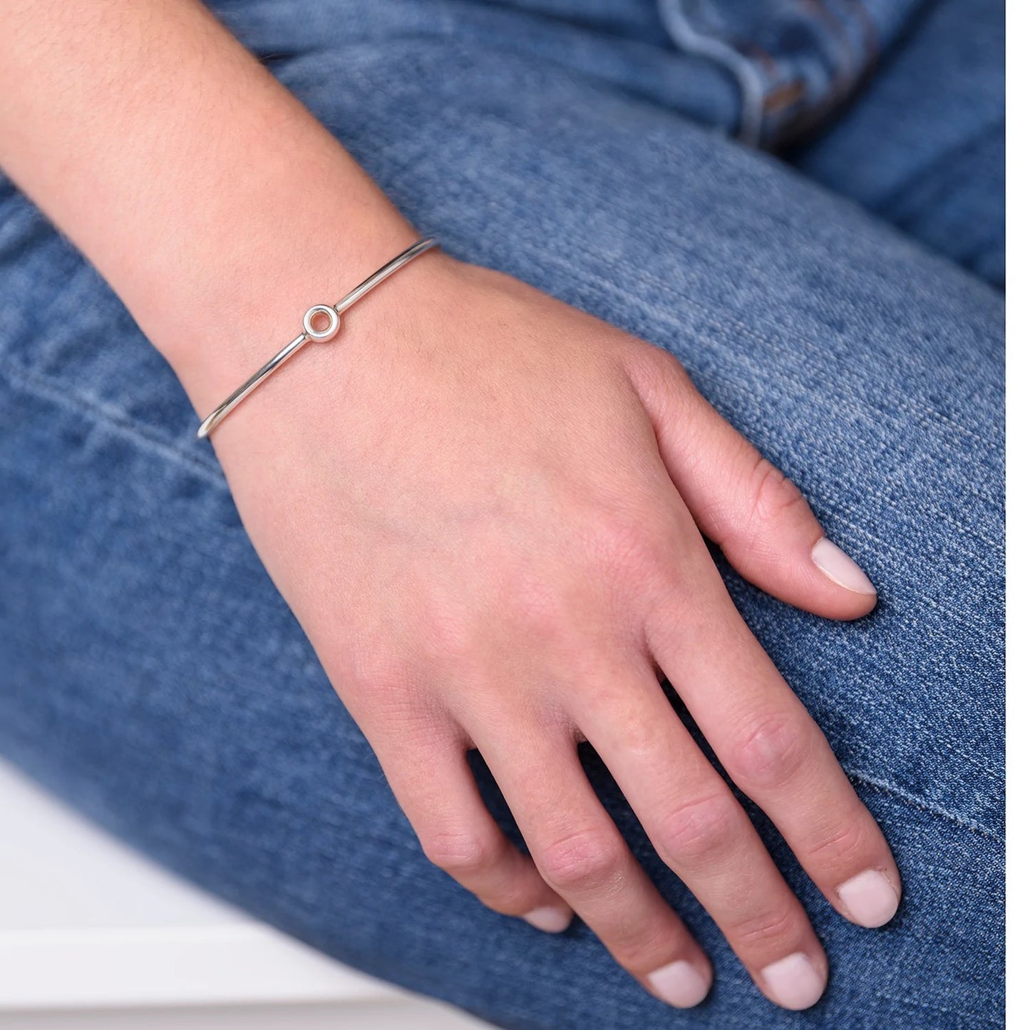 Sterling Silver Open Circle Cuff Bangle