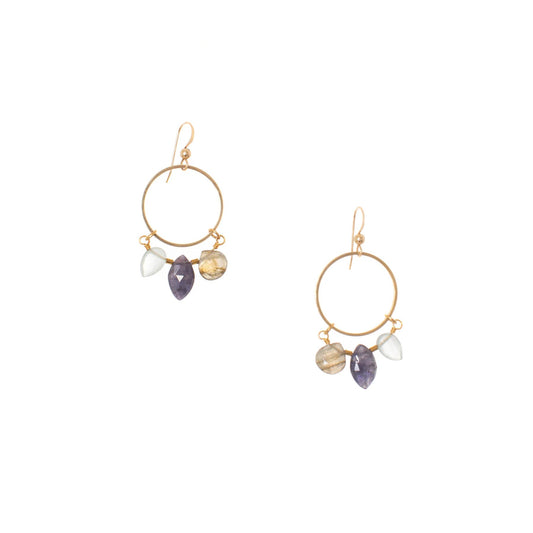 Classic Azure Earrings - Iolite, Labradorite + Aquamarine