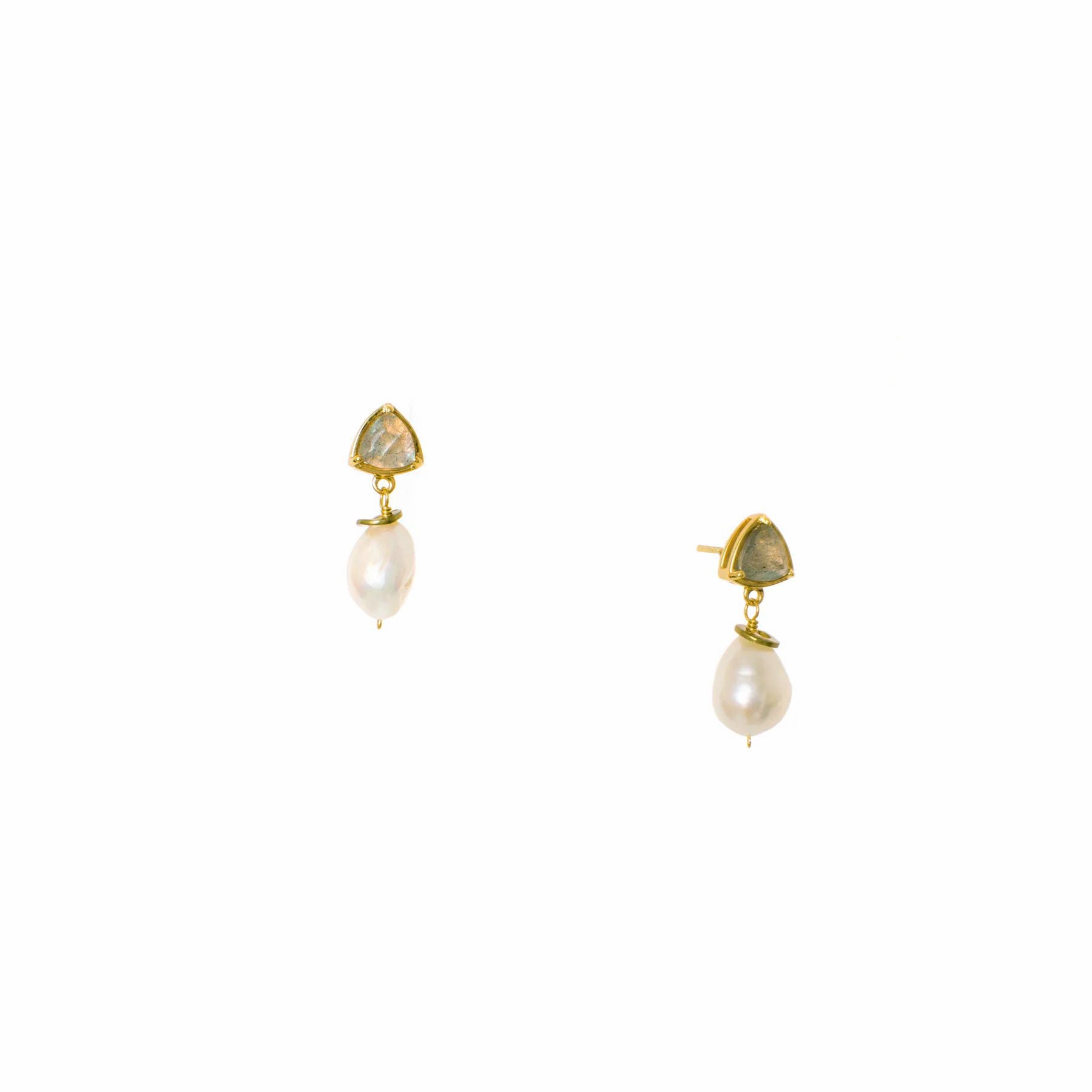 Shore Earrings - Labradorite + Pearl