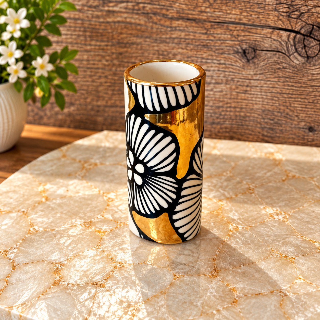 Small 22k Gold Luster ‘Gilded Bloom’ Handmade Vase