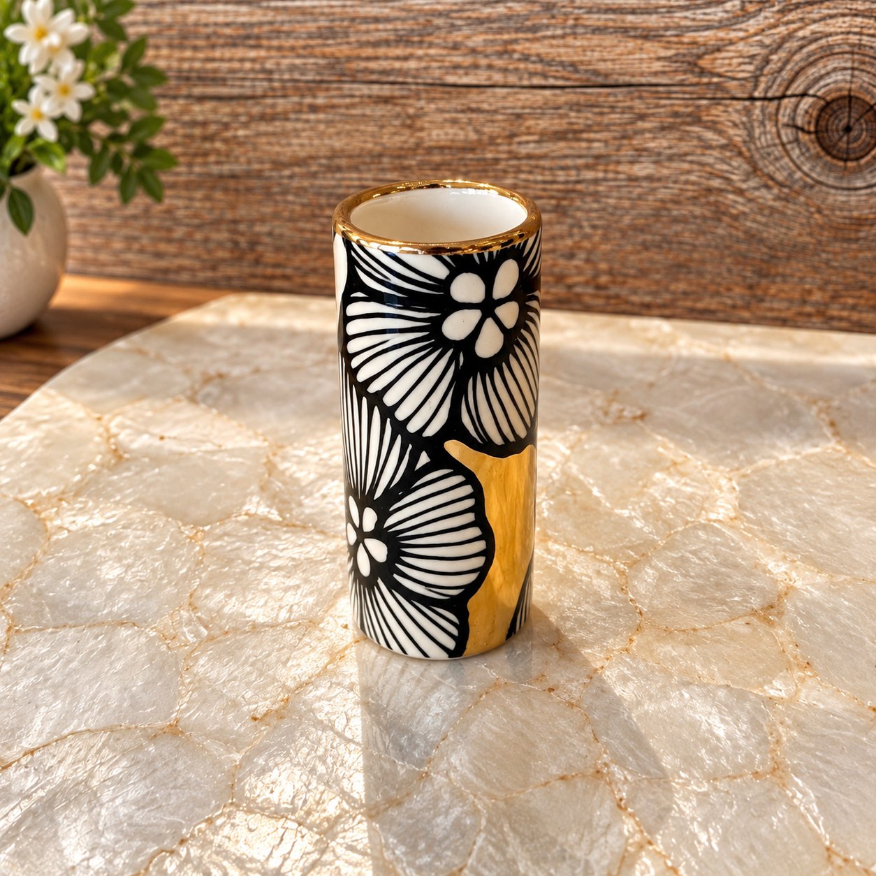 Small 22k Gold Luster ‘Gilded Bloom’ Handmade Vase