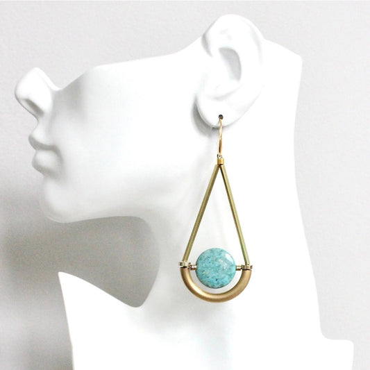 Turquoise Disc Geometric Statement Earrings