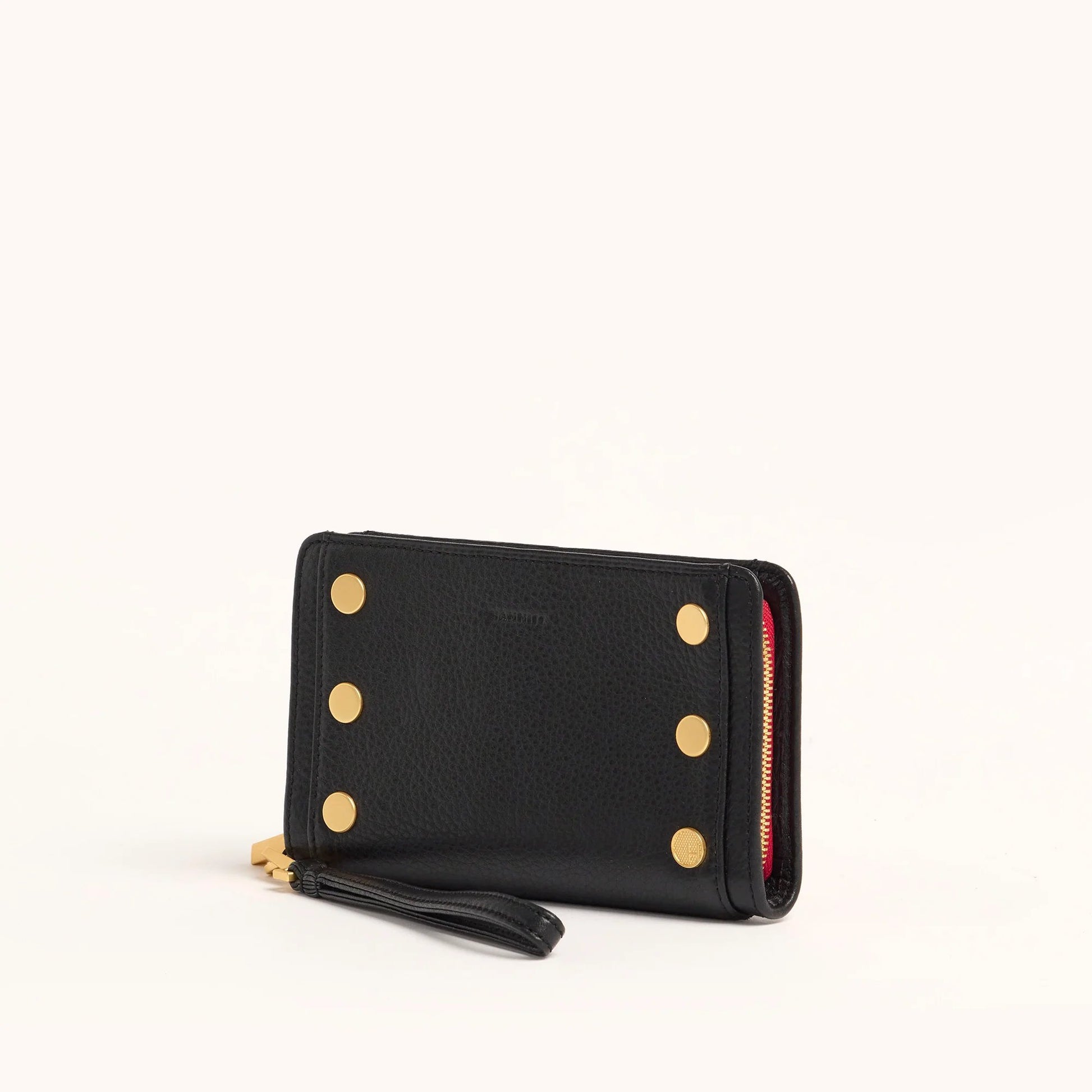 Hammitt Bryant Wallet - Black/Brushed Gold with Red Zip