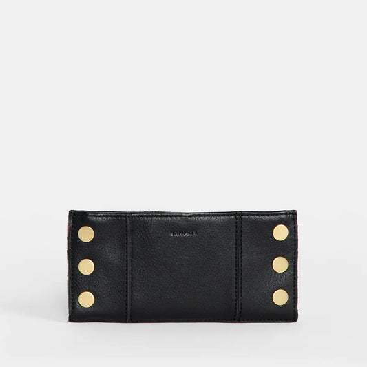 Hammitt 110 North Wallet - Black/Brushed Gold with Red Zip