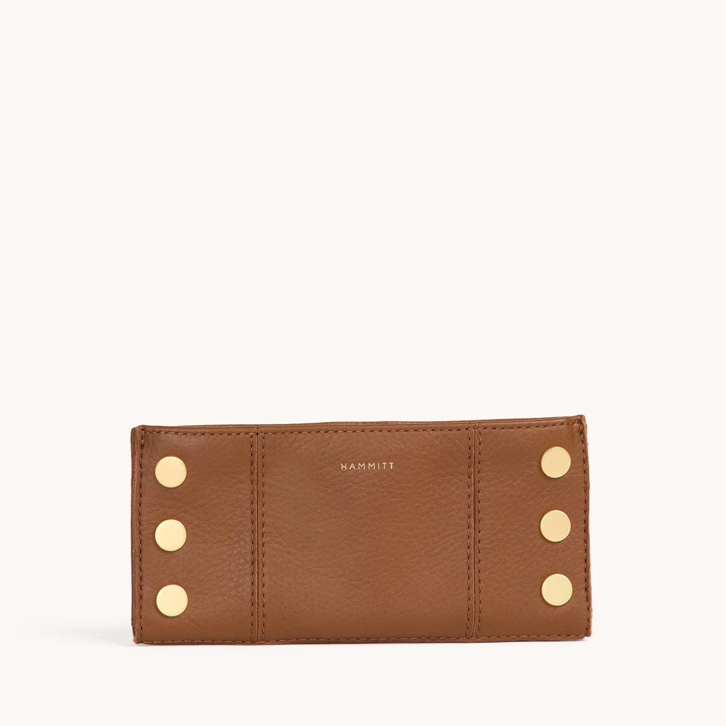 Hammitt 110 North Wallet - Mahogany Pebble/Brushed Gold with Red Zip